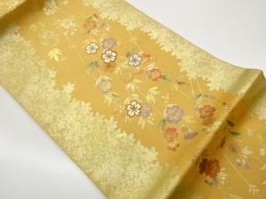 引箔紅葉に枝垂れ桜模様刺繍名古屋帯